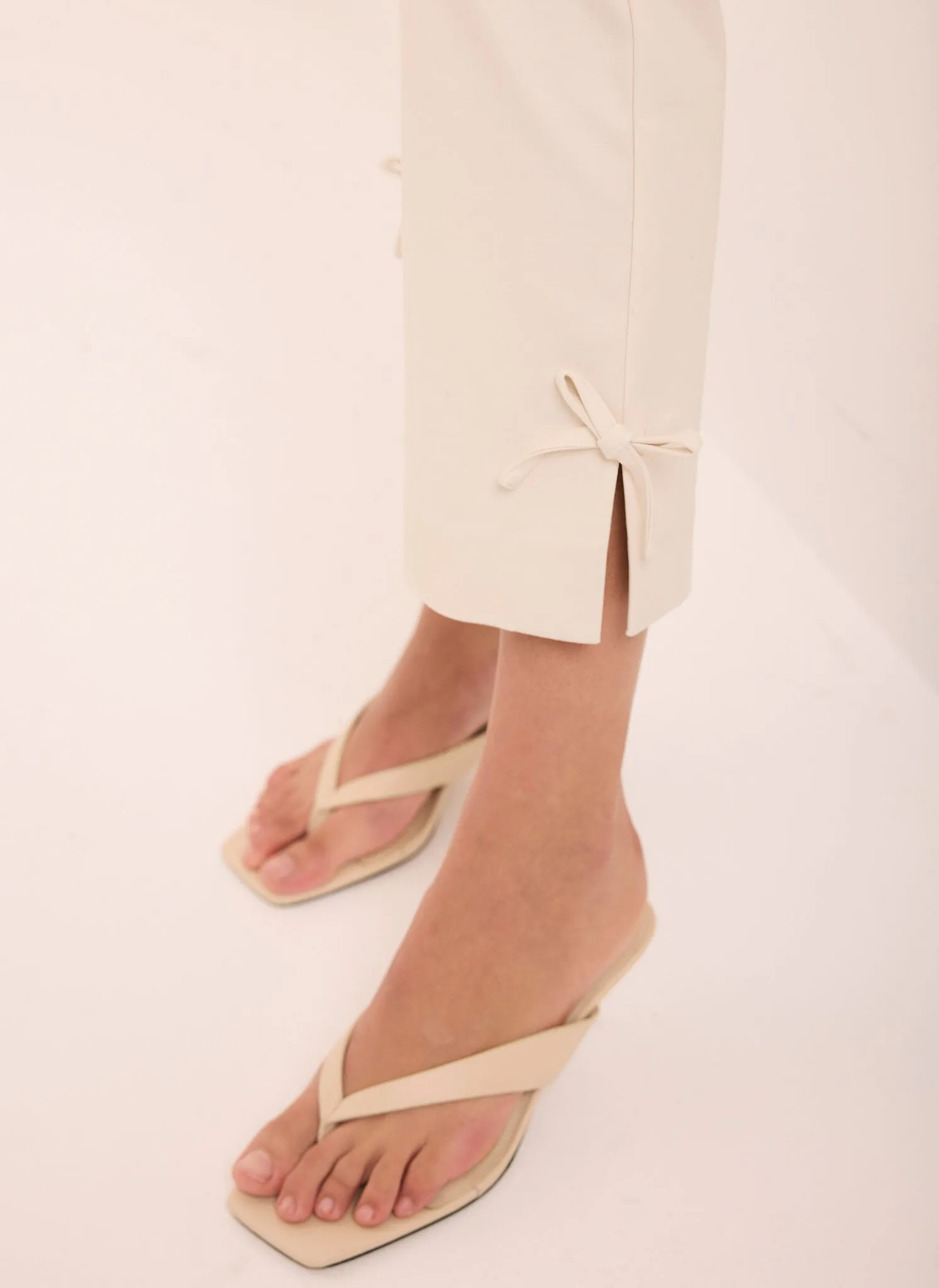 Neutral Cotton Blend Capri Trousers sold by Mint Velvet product image thumbnail 3