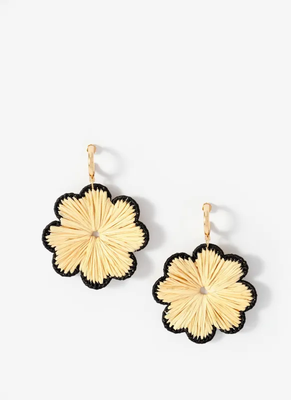 Gold Tone Raffia Flower Drop Earrings sold by Mint Velvet