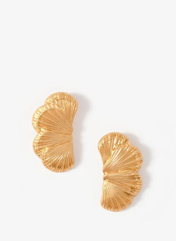 Gold Tone Shell Statement Earrings made by Mint Velvet