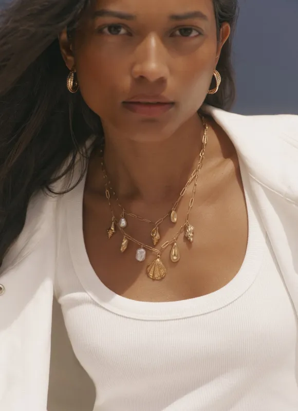 Gold Tone Double Layered Charm Necklace sold by Mint Velvet