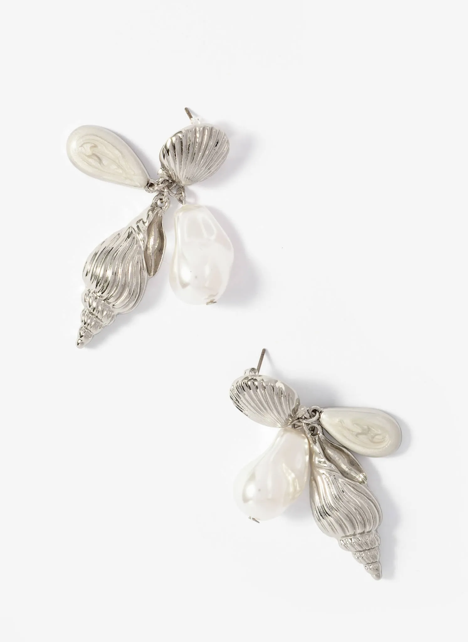 Silver Tone Shell Pearl Drop Earrings sold by Mint Velvet product image thumbnail 2