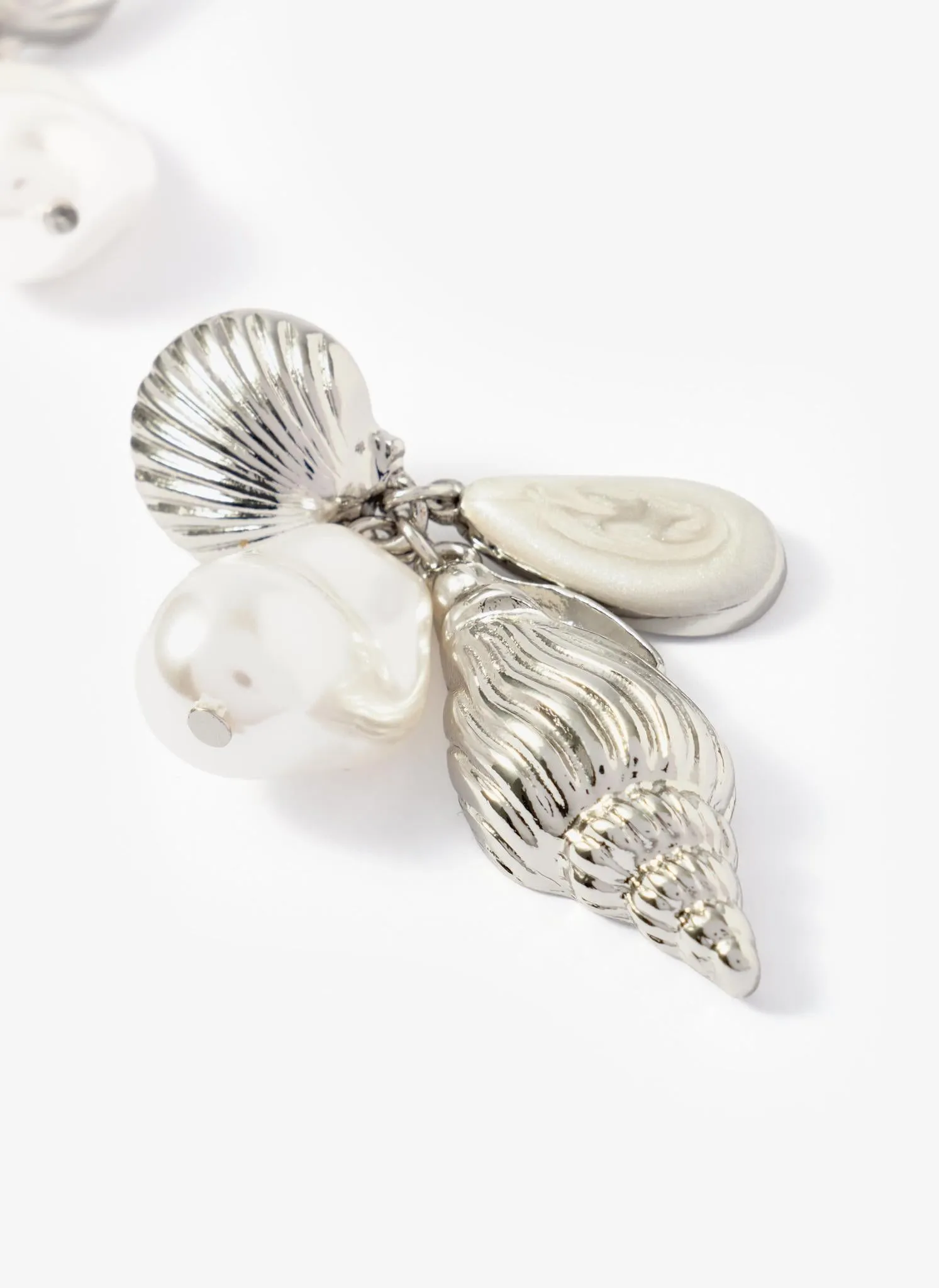 Silver Tone Shell Pearl Drop Earrings sold by Mint Velvet product image thumbnail 3