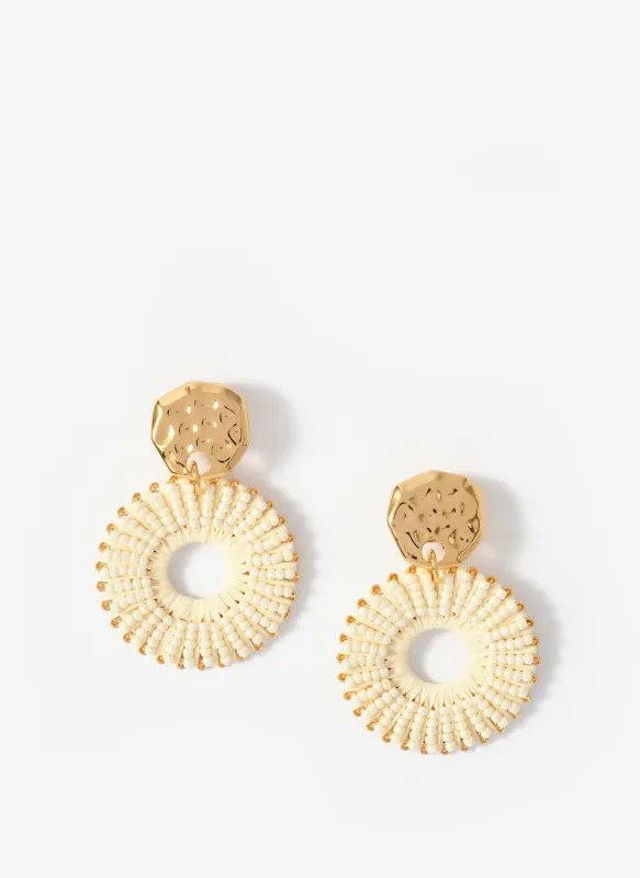Gold Tone Raffia Statement Hoop Earrings made by Mint Velvet