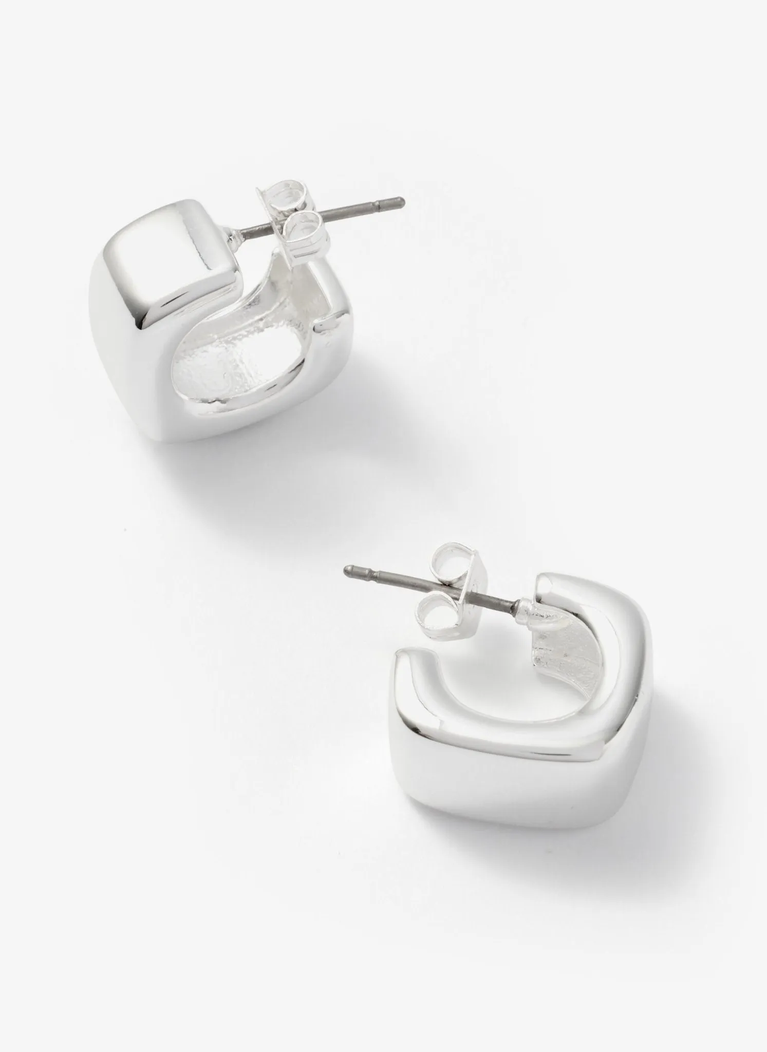Silver Tone Mini Rounded Square Hoop Earrings sold by Mint Velvet