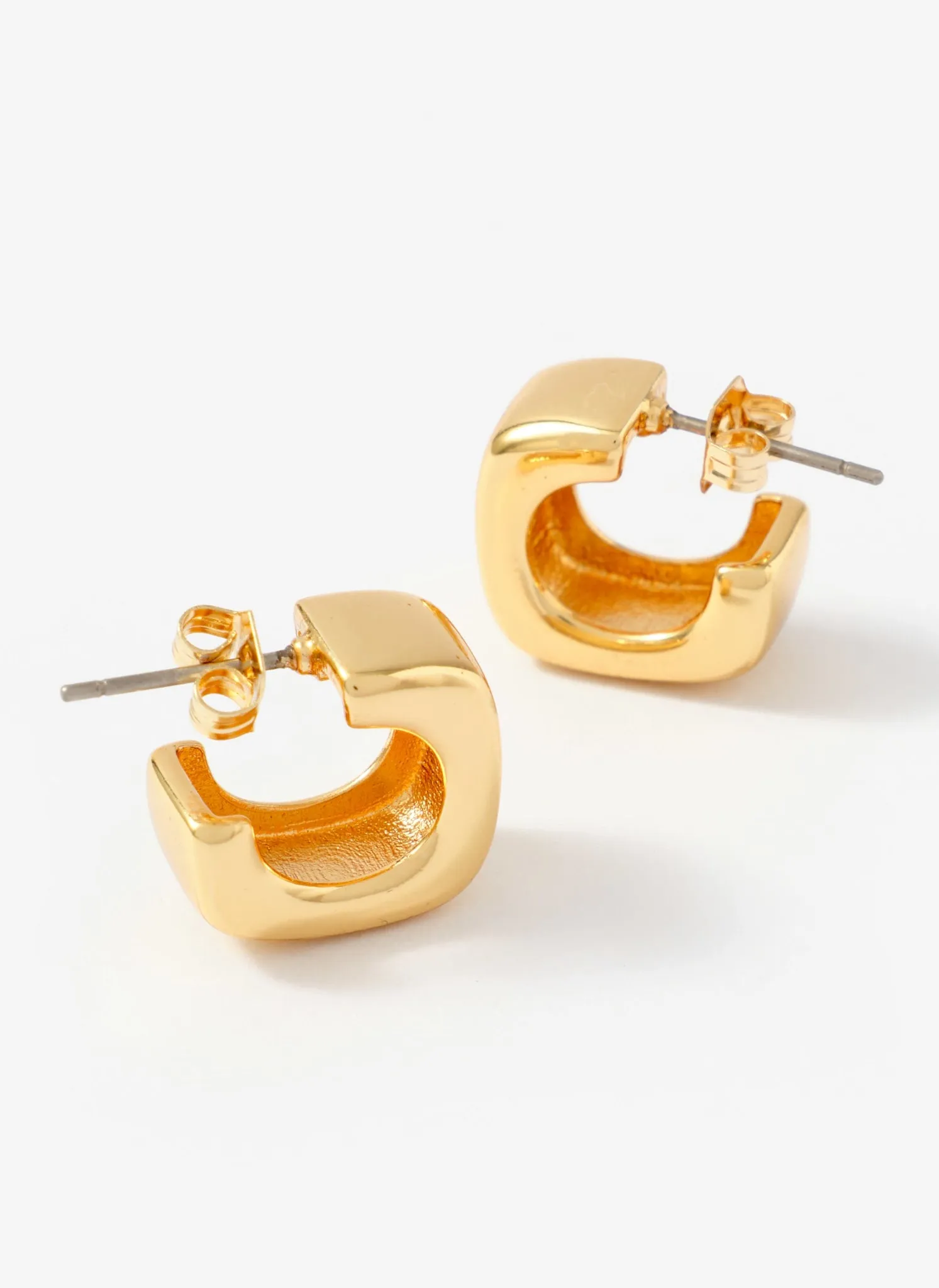 Gold Tone Mini Rounded Square Hoop Earrings sold by Mint Velvet