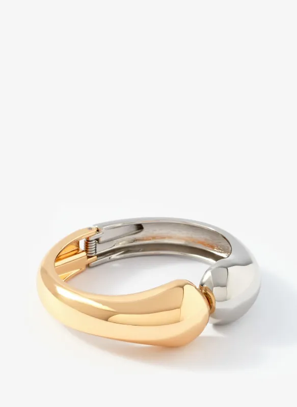 Gold and Silver Tone Mixed Metal Clasp Cuff made by Mint Velvet