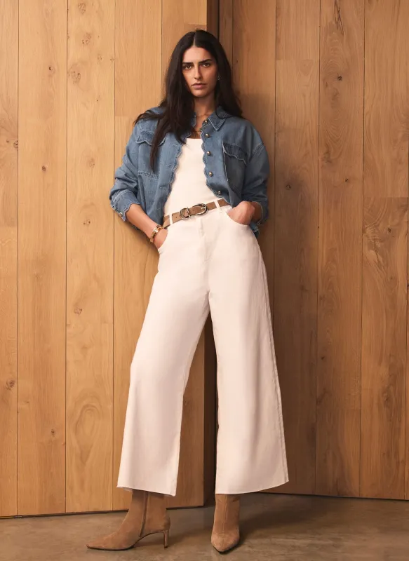 Cream Ankle Wide Leg Jeans sold by Mint Velvet