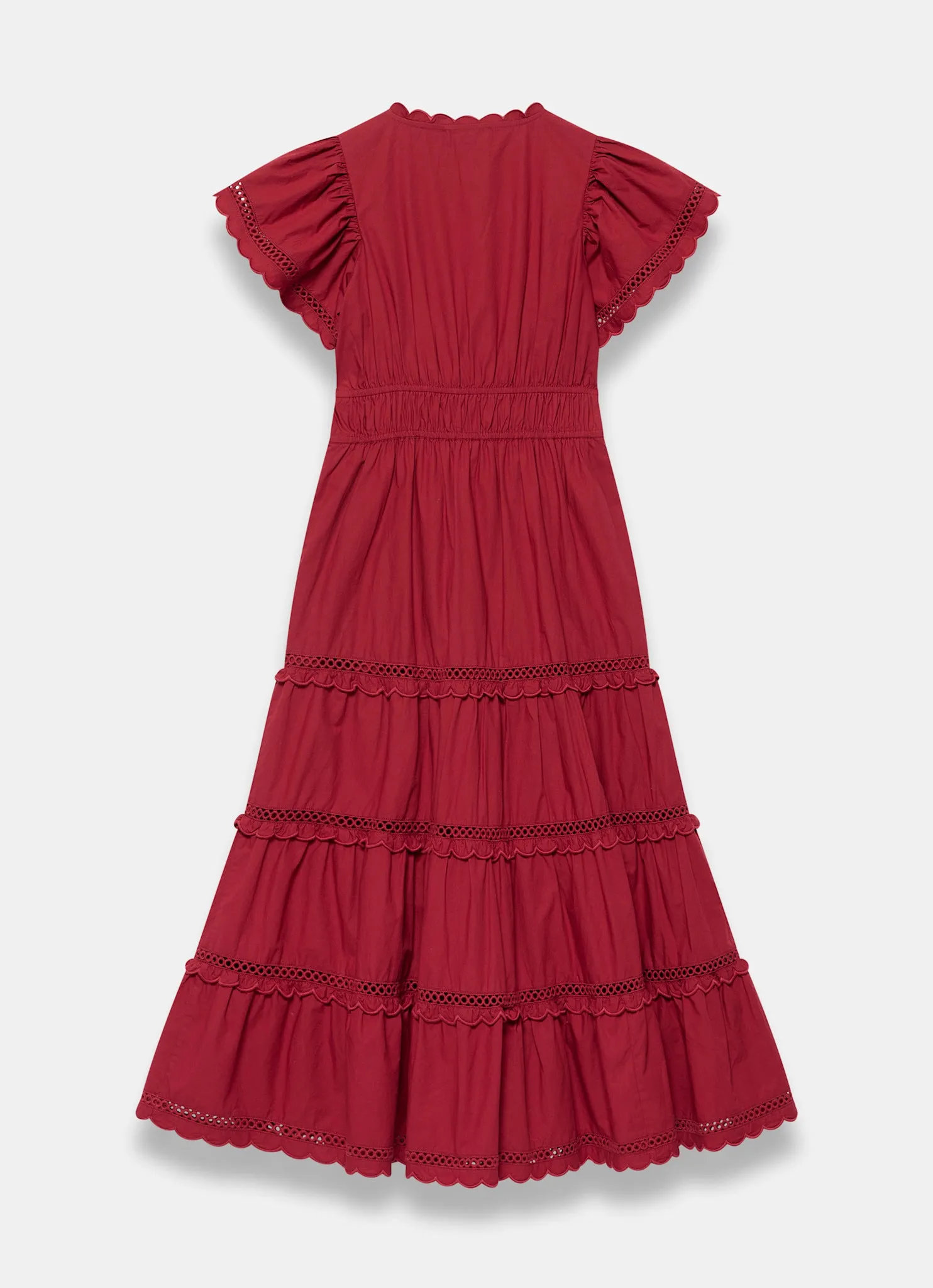 Red Cotton Ruffle Midi Dress sold by Mint Velvet product image thumbnail 4
