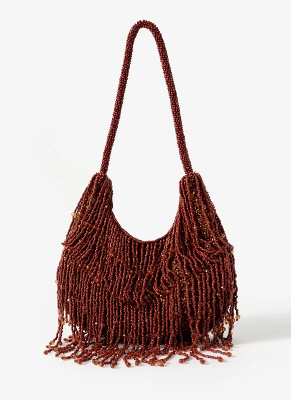Cleo Brown Beaded Shoulder Bag sold by Mint Velvet