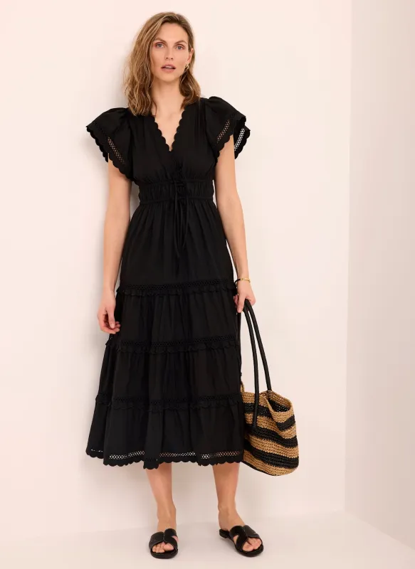 Black Cotton Ruffle Maxi Dress sold by Mint Velvet