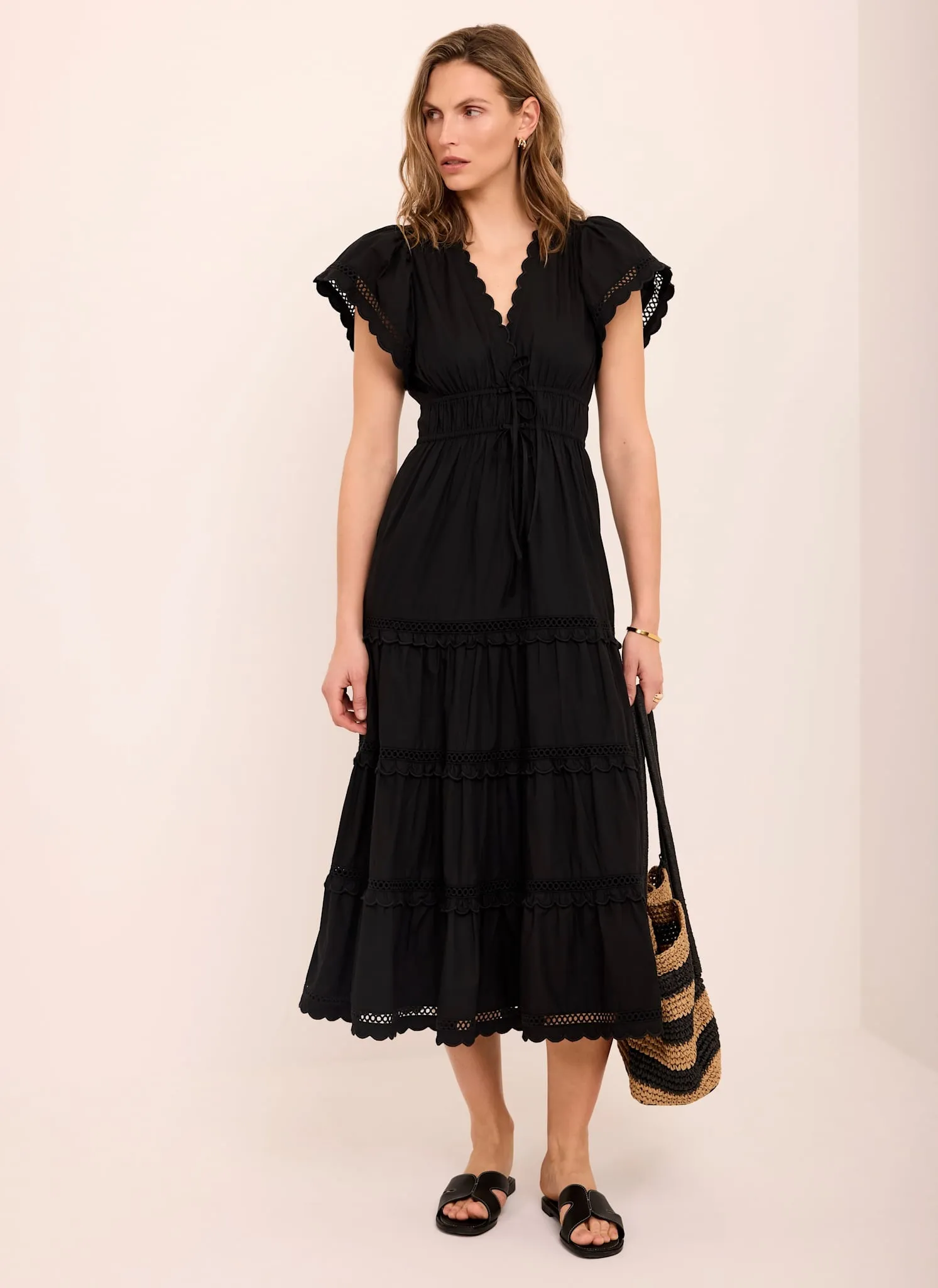Black Cotton Ruffle Maxi Dress sold by Mint Velvet product image thumbnail 2