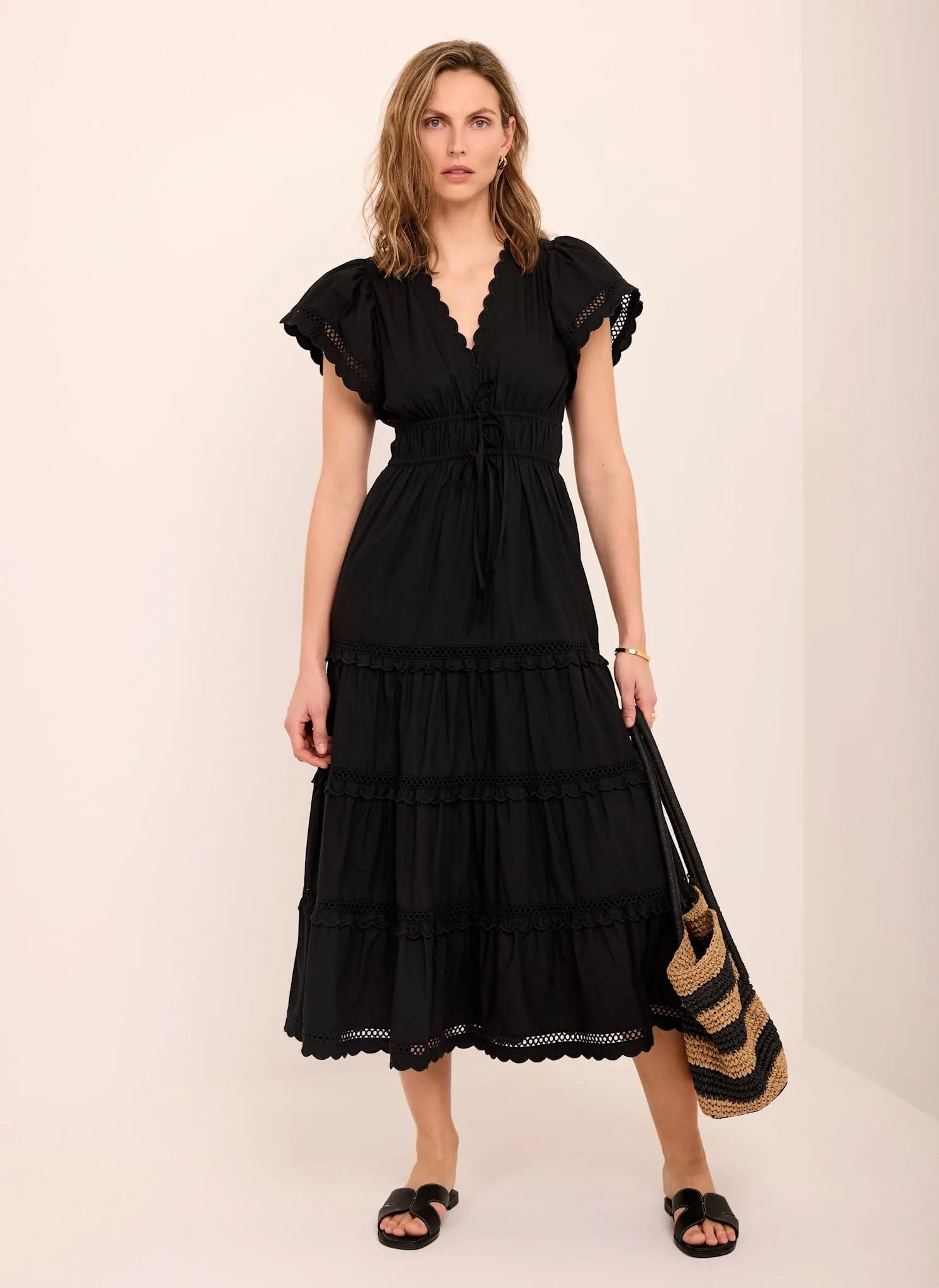 Black Cotton Ruffle Maxi Dress sold by Mint Velvet product image thumbnail 5