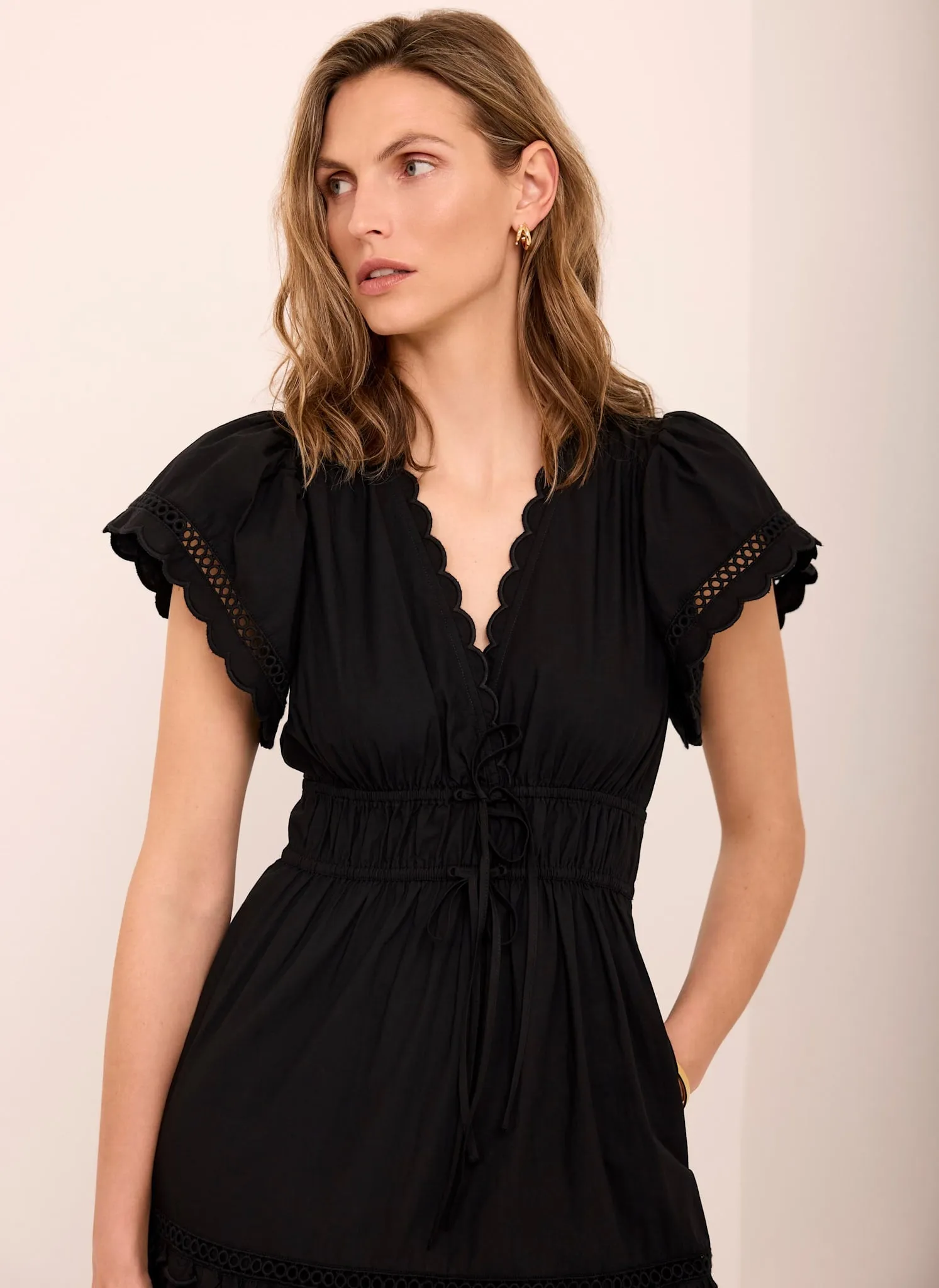 Black Cotton Ruffle Maxi Dress sold by Mint Velvet product image thumbnail 4