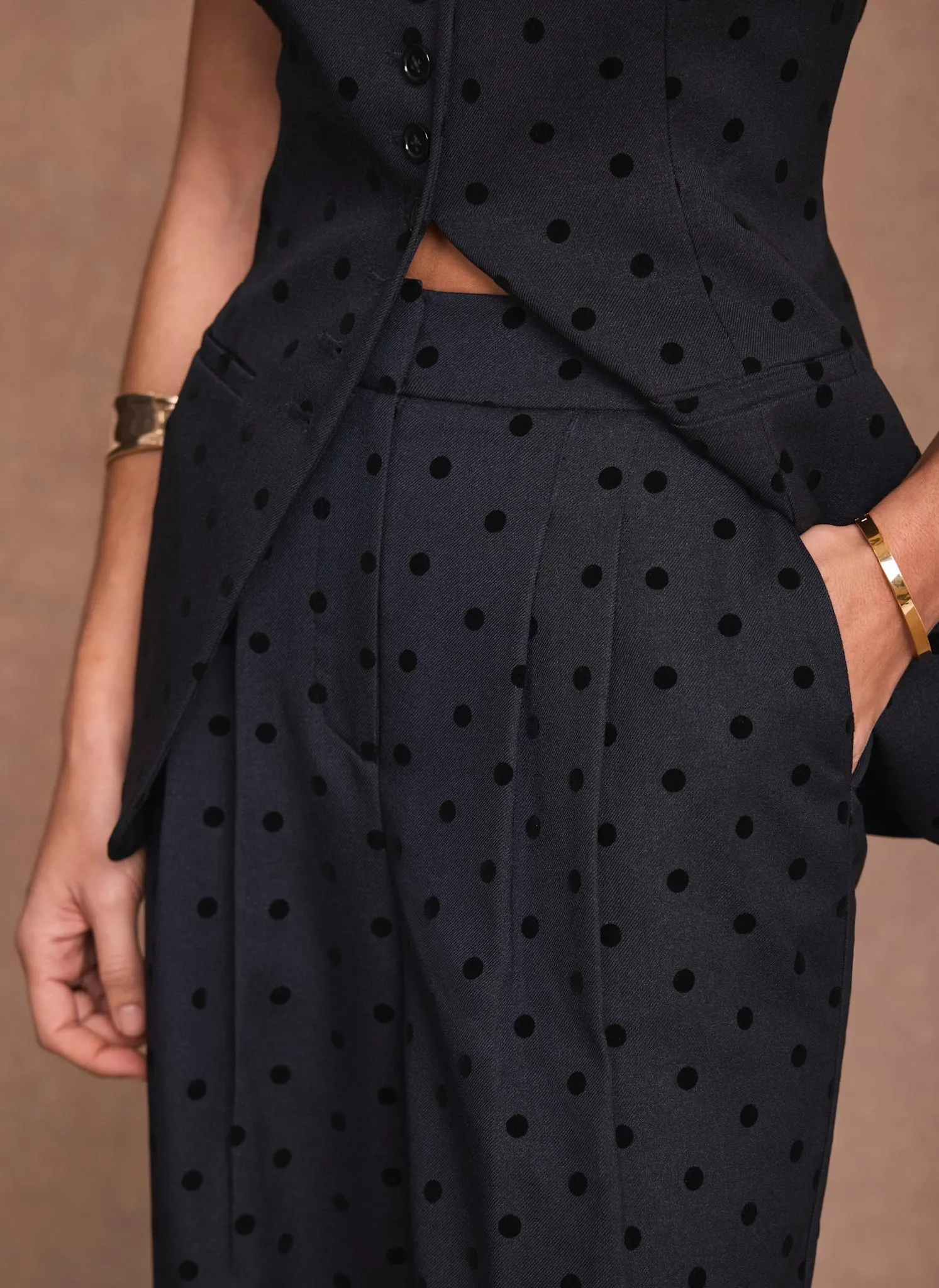 Navy Polka Dot Wide Leg Trousers sold by Mint Velvet product image thumbnail 4