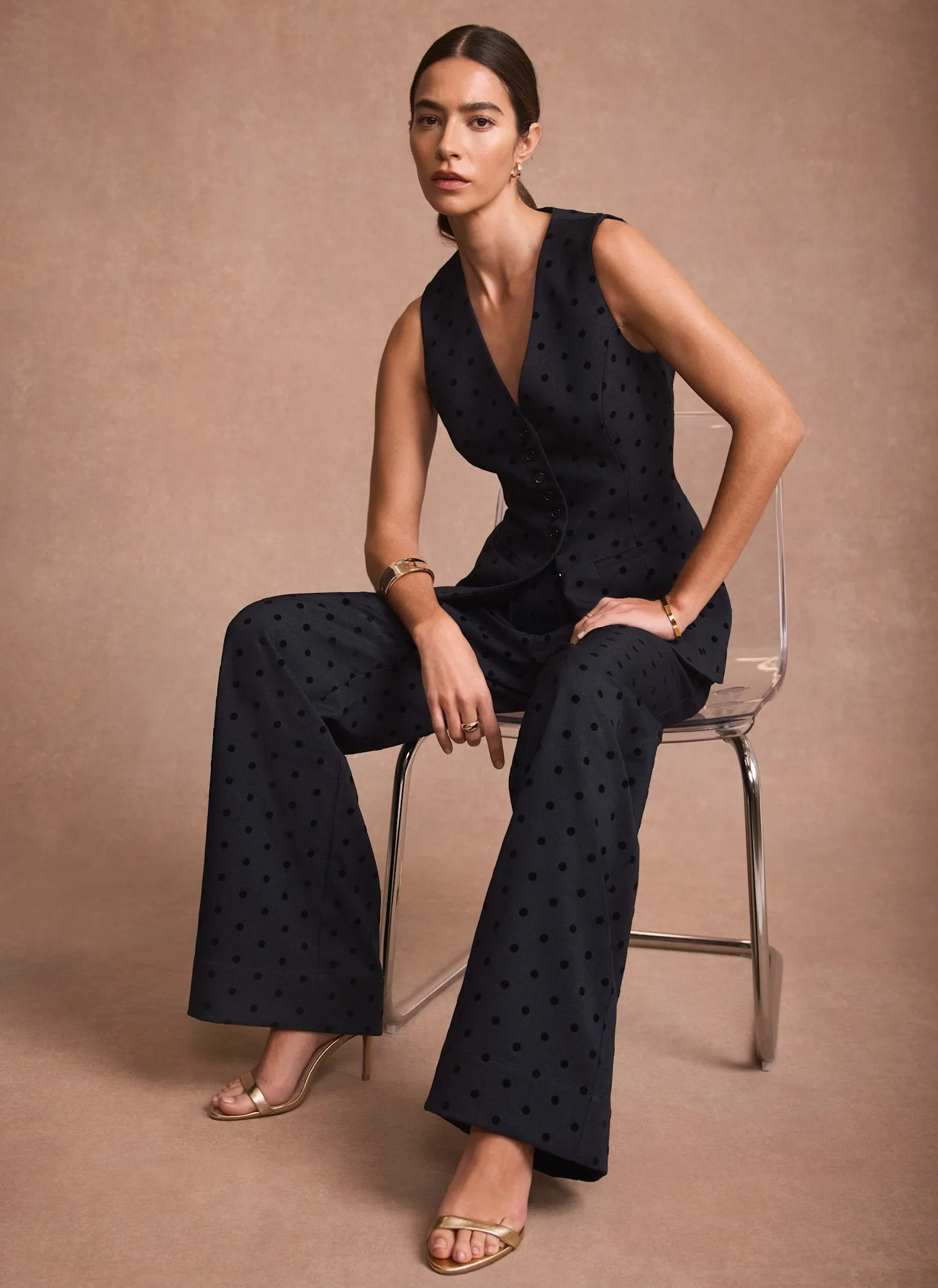 Navy Polka Dot Wide Leg Trousers sold by Mint Velvet product image thumbnail 2