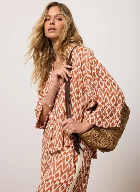 Orange Geo Print Resort Shirt made by Mint Velvet