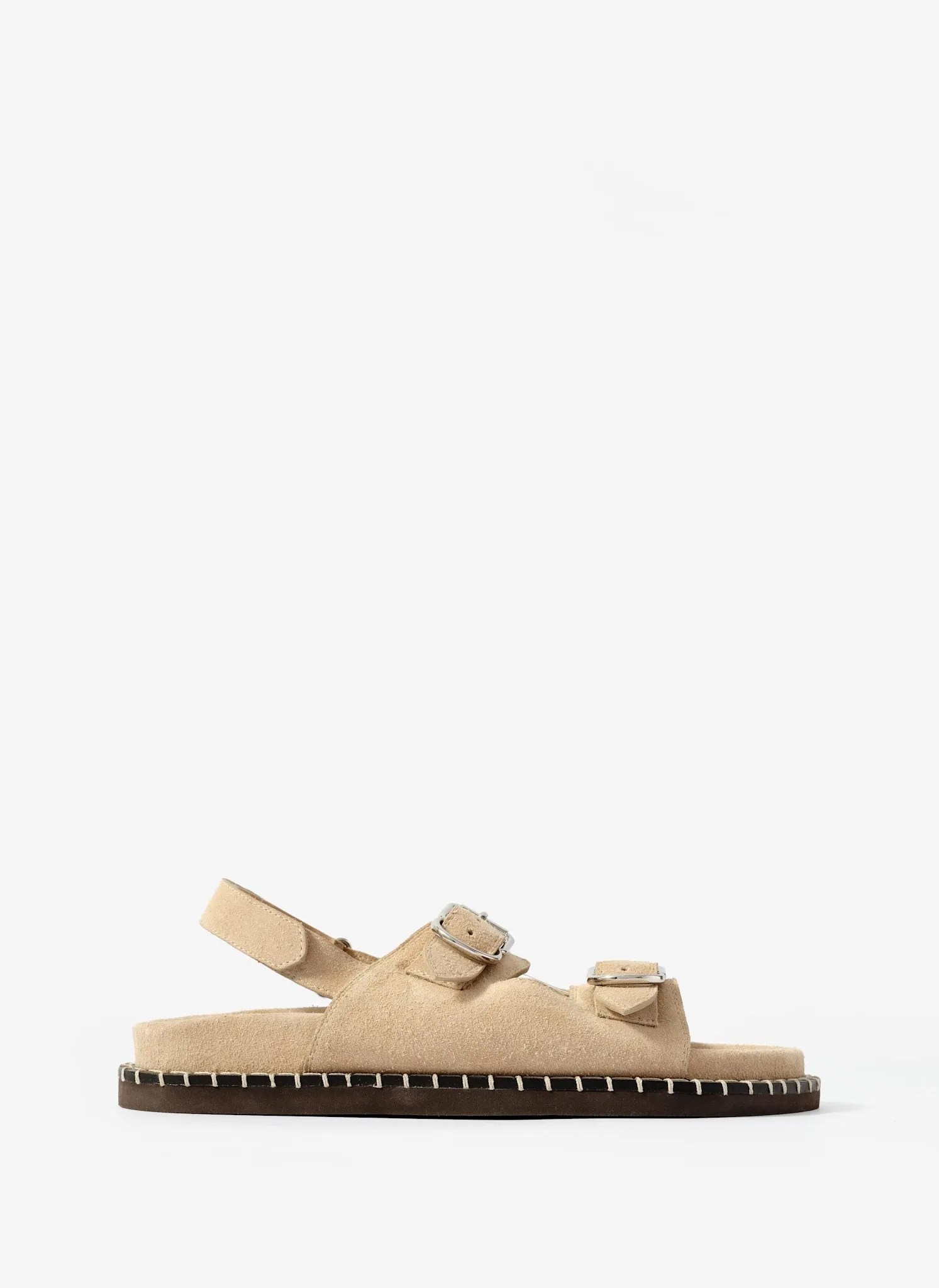 Aria Neutral Suede Double Buckle Sandals sold by Mint Velvet product image thumbnail 2