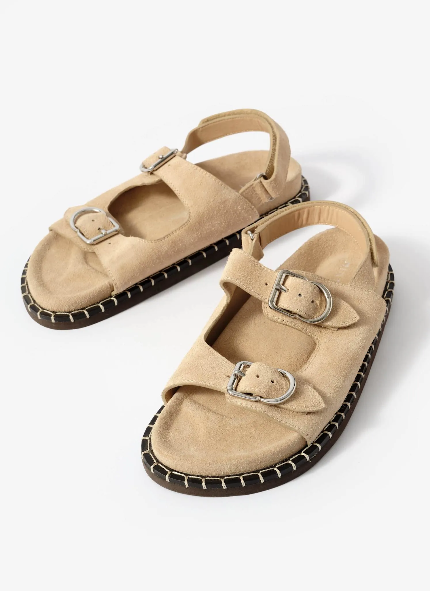 Aria Neutral Suede Double Buckle Sandals sold by Mint Velvet product image thumbnail 5