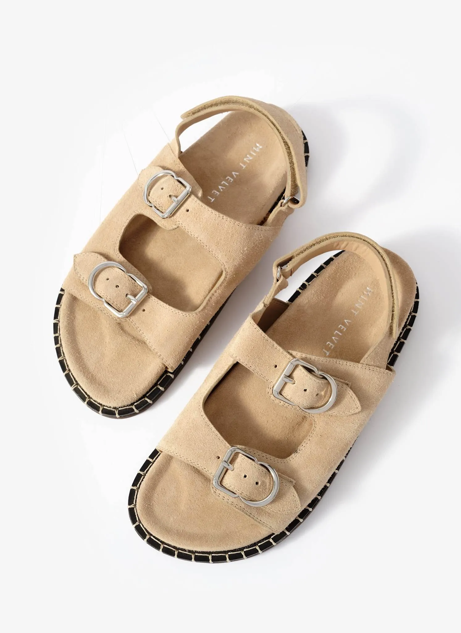 Aria Neutral Suede Double Buckle Sandals sold by Mint Velvet product image thumbnail 4