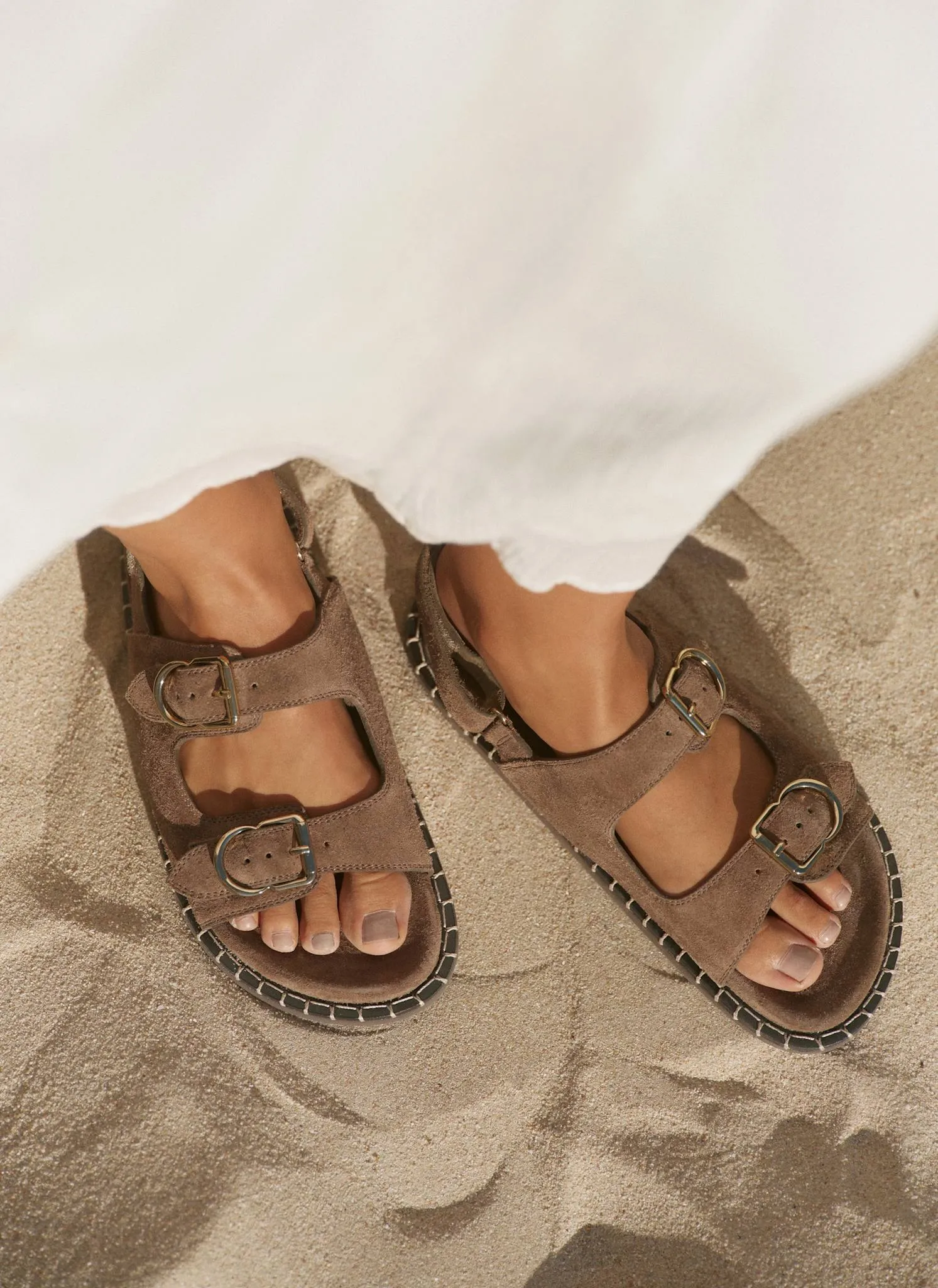 Aria Brown Suede Double Buckle Sandals sold by Mint Velvet product image thumbnail 2