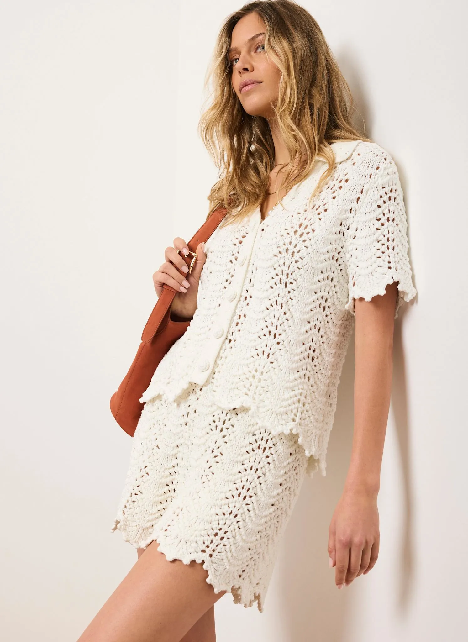Cream Embellished Crochet Top sold by Mint Velvet product image thumbnail 5