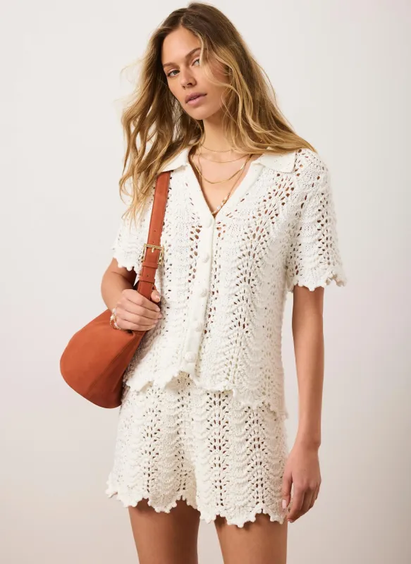 Cream Embellished Crochet Top sold by Mint Velvet