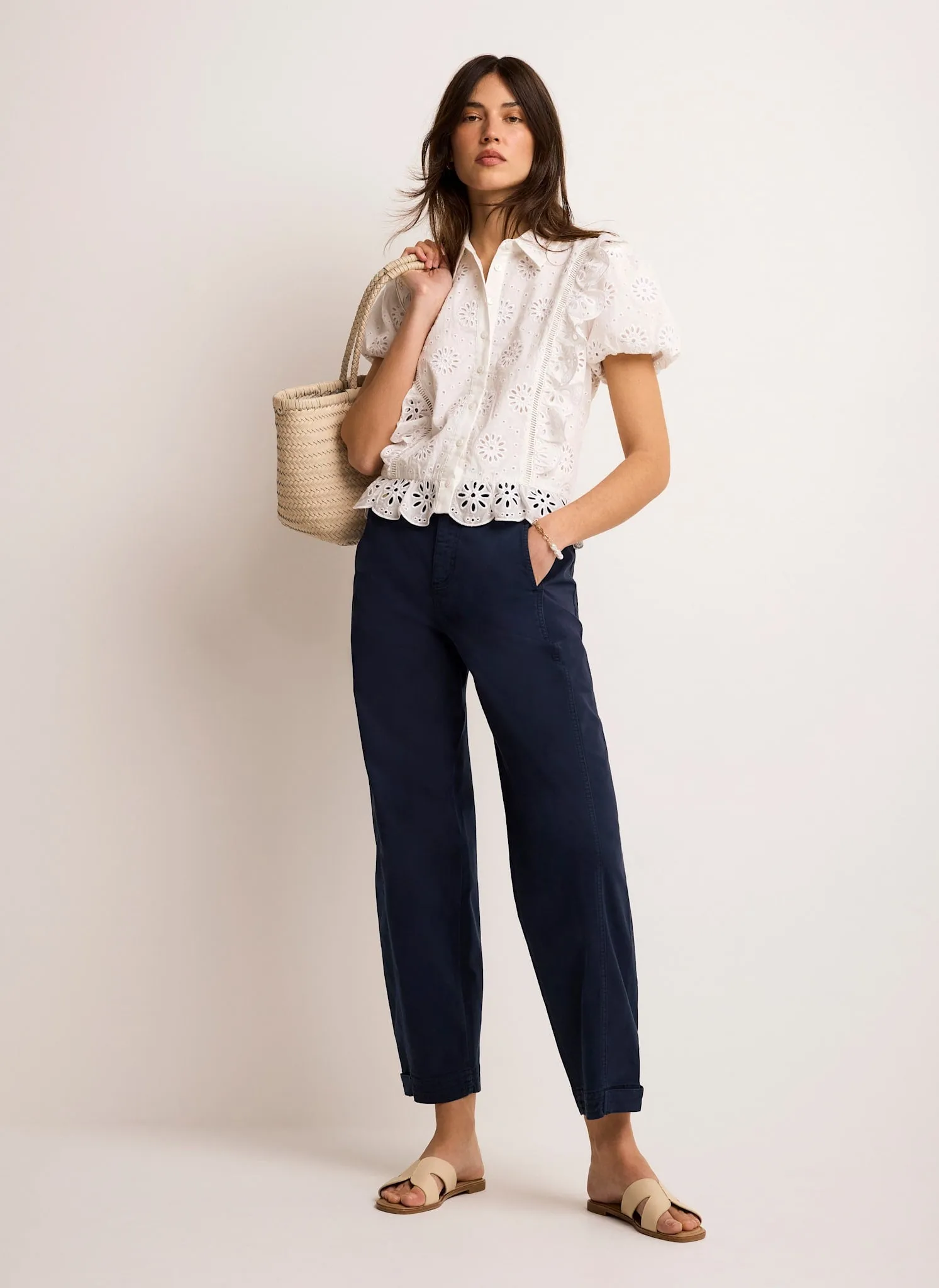 Navy Washed Barrel Chino Trousers sold by Mint Velvet product image thumbnail 3