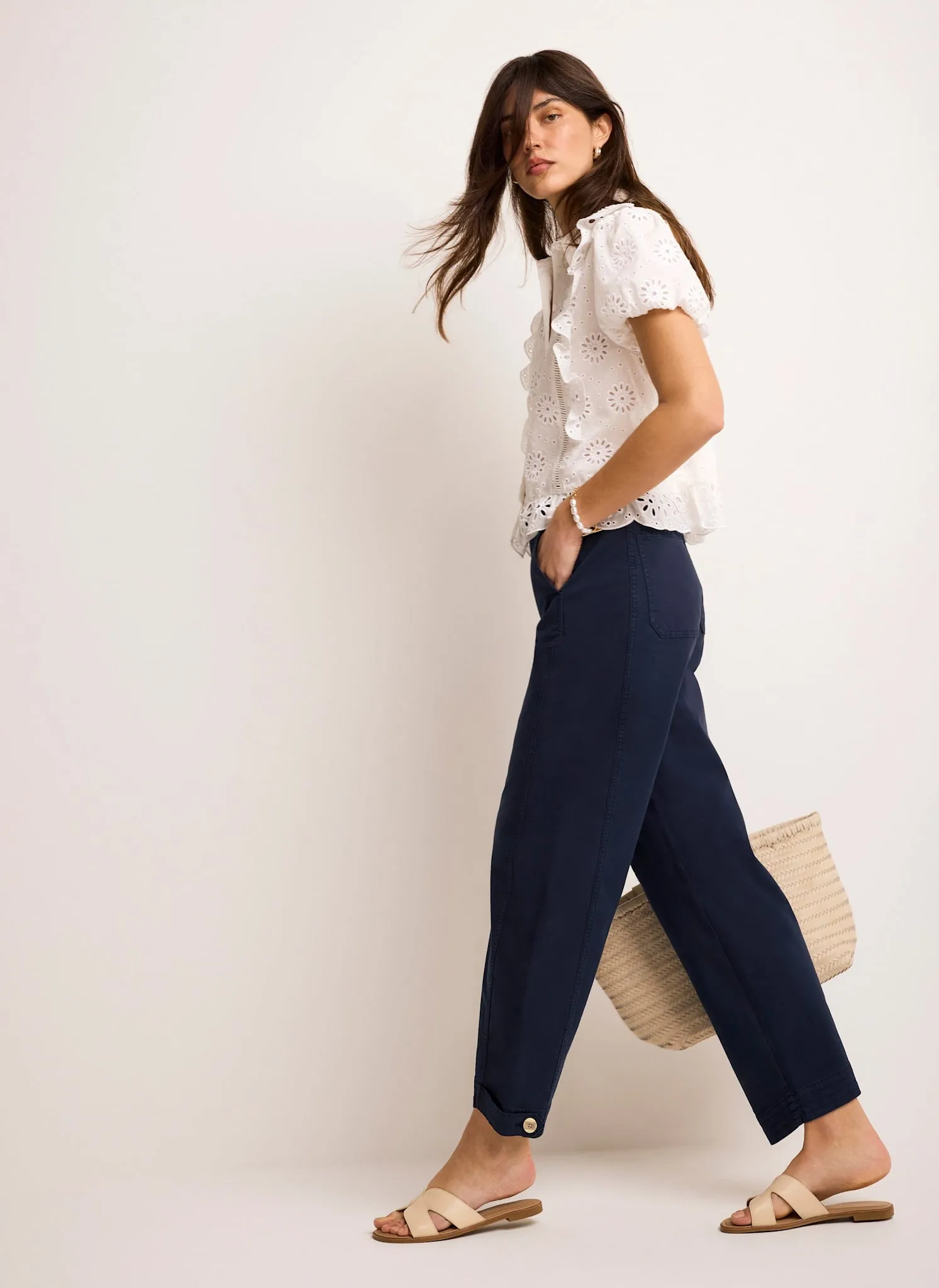 Navy Washed Barrel Chino Trousers sold by Mint Velvet product image thumbnail 5