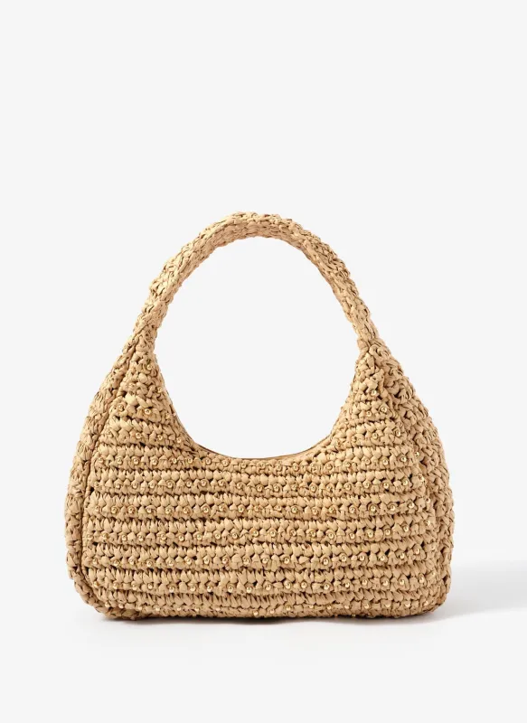 Winnie Neutral Woven Beaded Bag sold by Mint Velvet