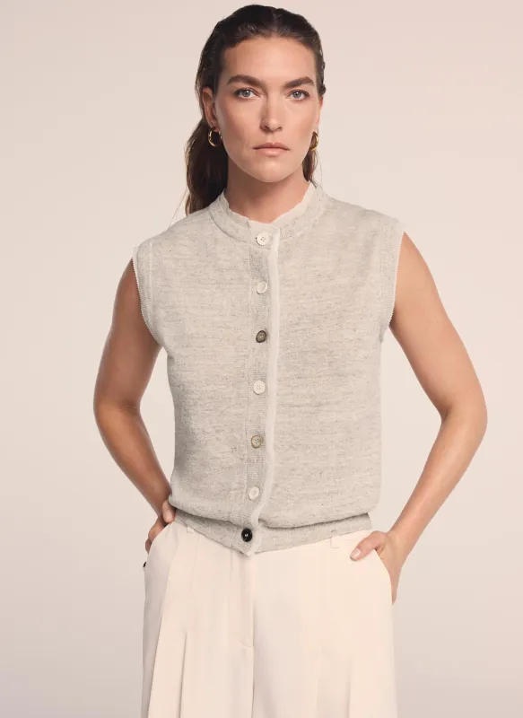 Neutral Linen Blend Sleeveless Top sold by Mint Velvet