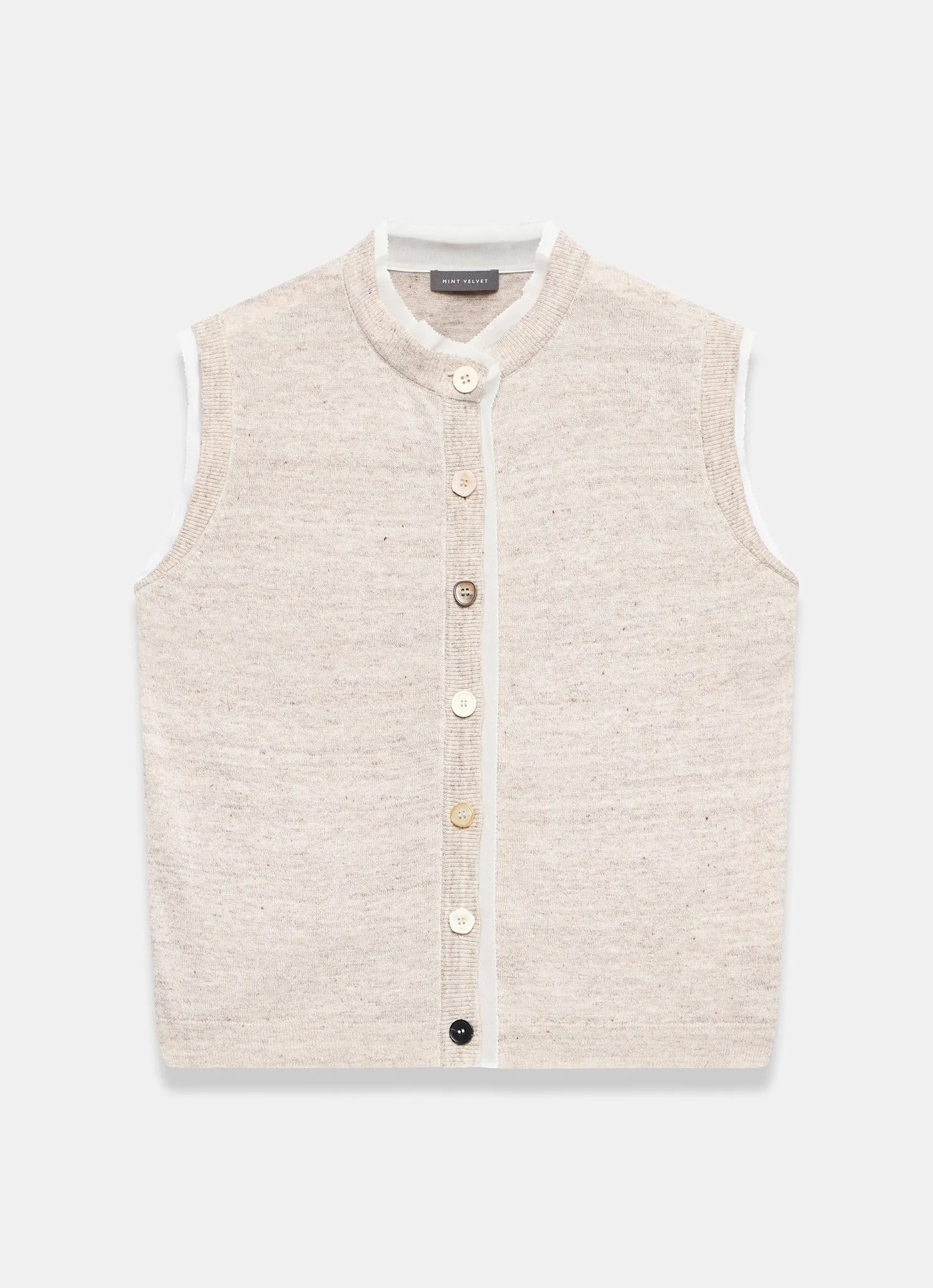 Neutral Linen Blend Sleeveless Top sold by Mint Velvet product image thumbnail 5