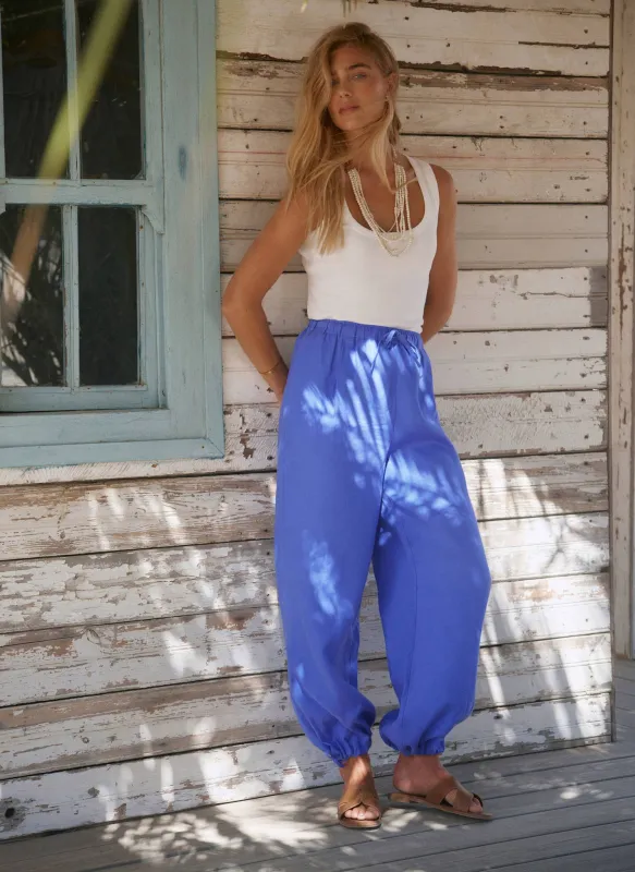 Blue Linen Balloon Trousers sold by Mint Velvet