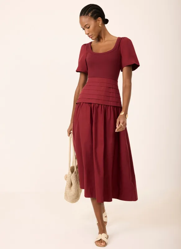 Burgundy Cotton Blend Maxi Dress made by Mint Velvet
