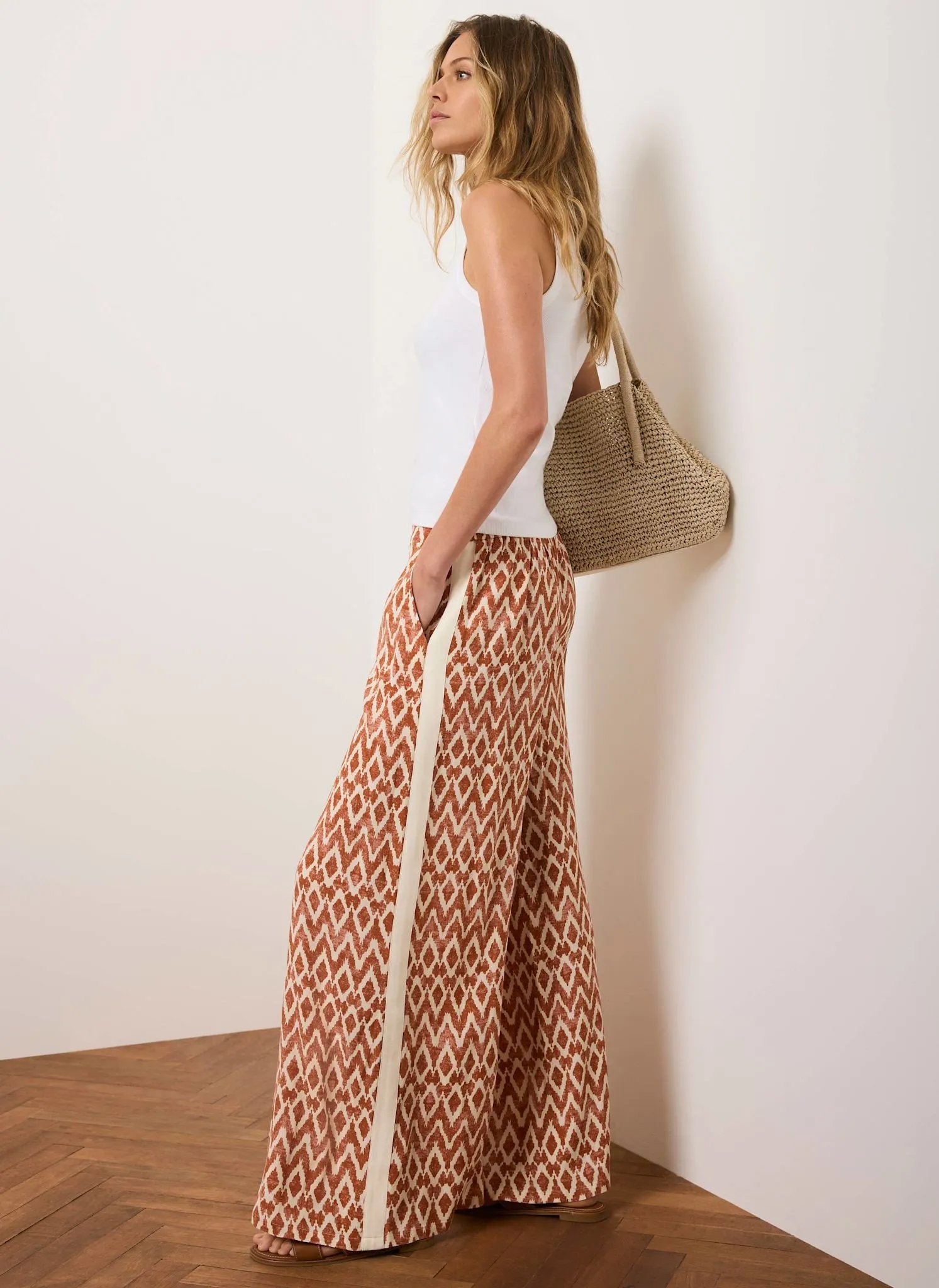 Orange Geo Print Wide Leg Trousers sold by Mint Velvet product image thumbnail 4