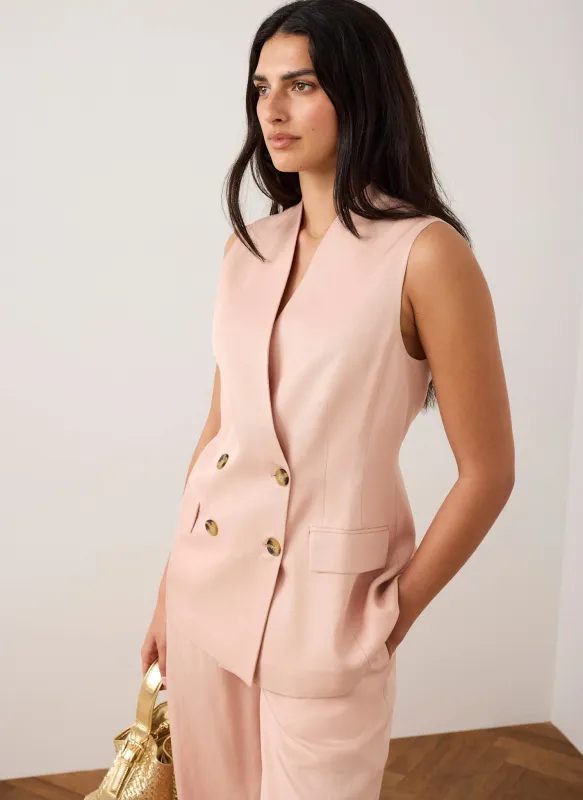Pink Tailored Longline Waistcoat sold by Mint Velvet