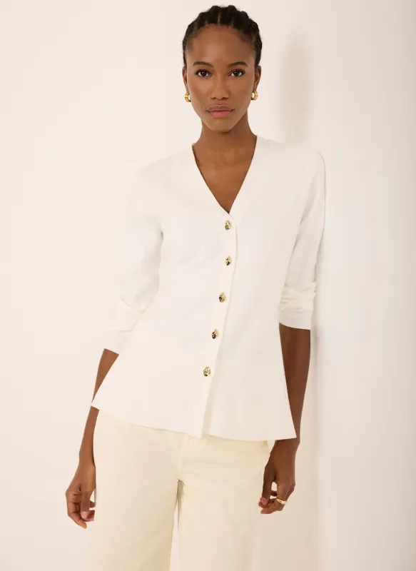 Cream V Neck Longline Cardigan sold by Mint Velvet