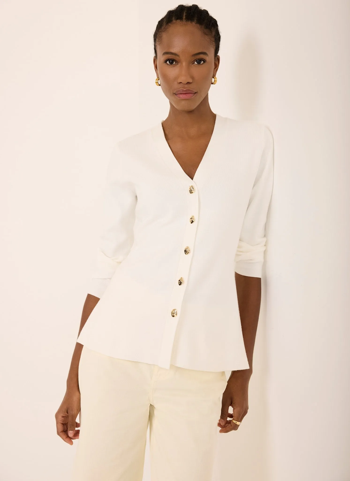Cream V Neck Longline Cardigan sold by Mint Velvet
