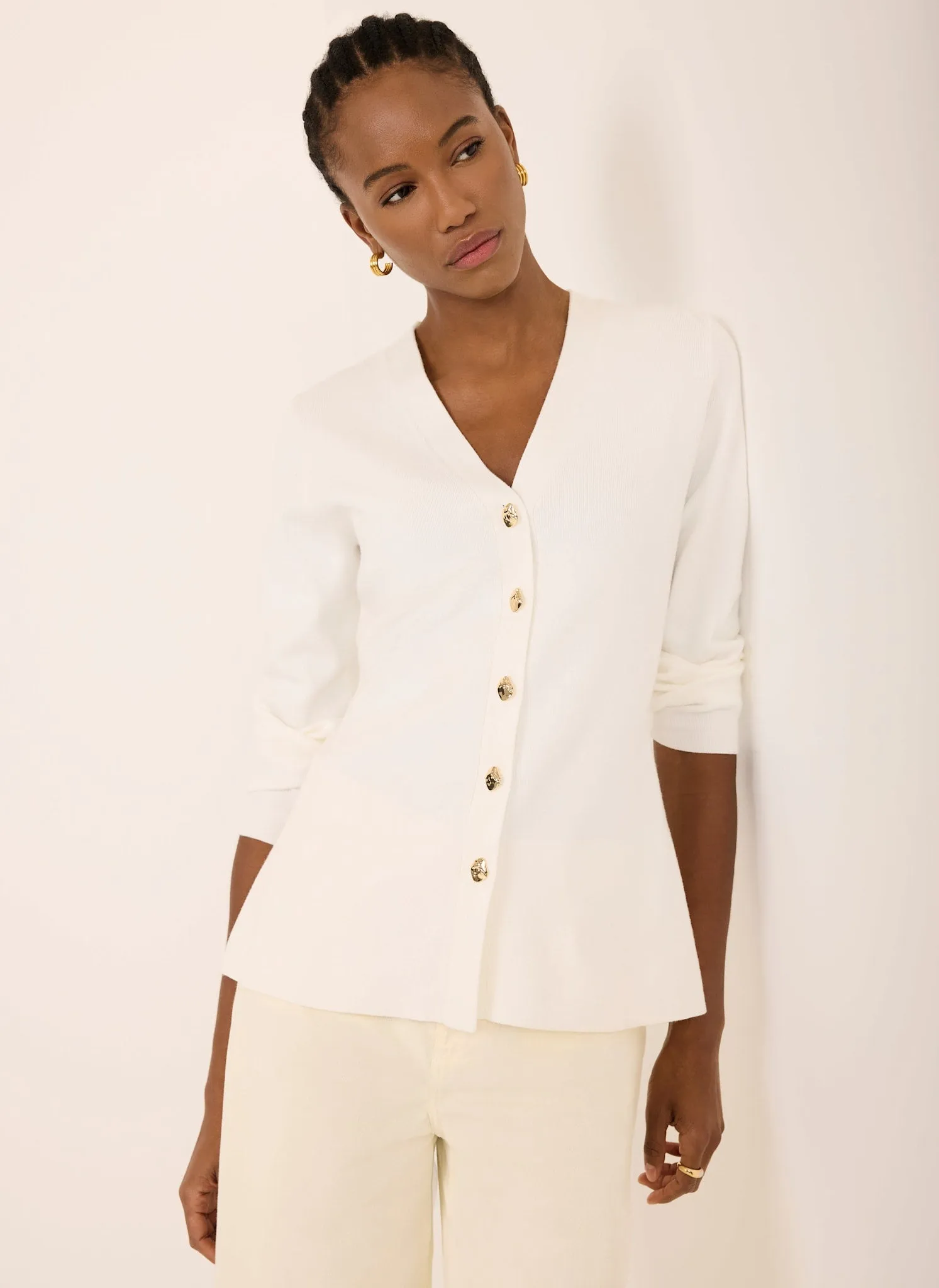 Cream V Neck Longline Cardigan sold by Mint Velvet product image thumbnail 5