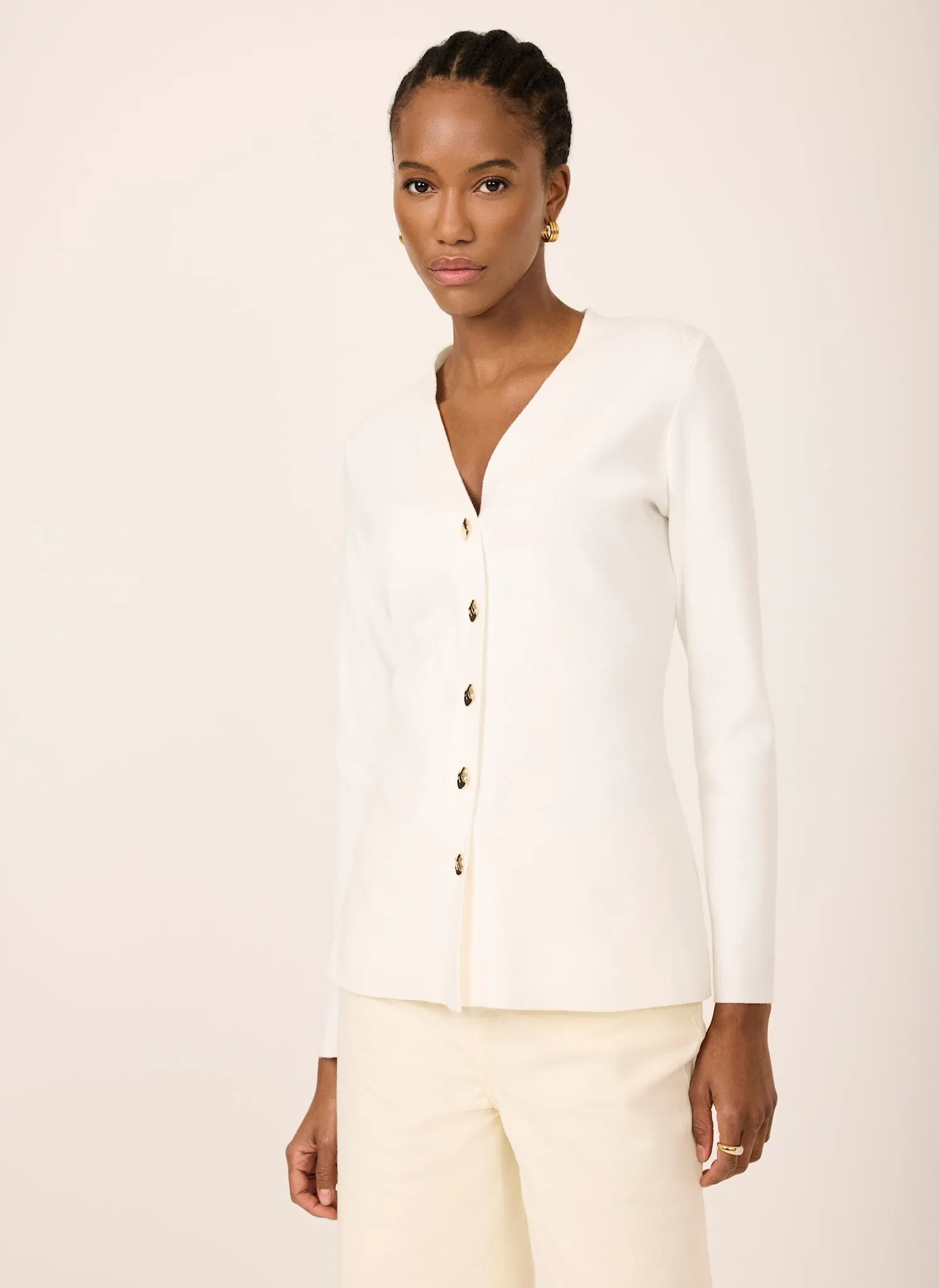 Cream V Neck Longline Cardigan sold by Mint Velvet product image thumbnail 2