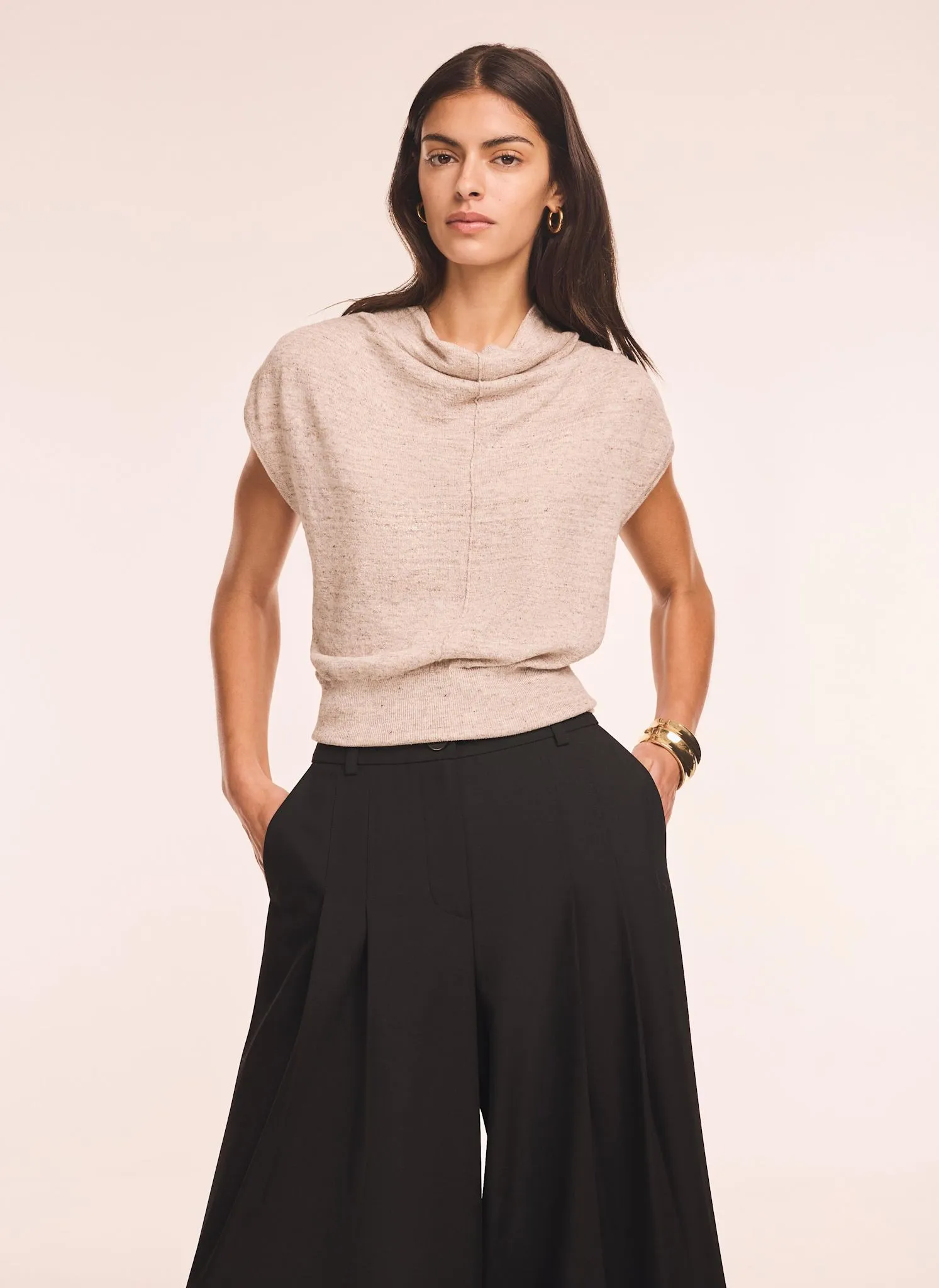 Neutral Linen Blend Sleeveless Knit Top sold by Mint Velvet