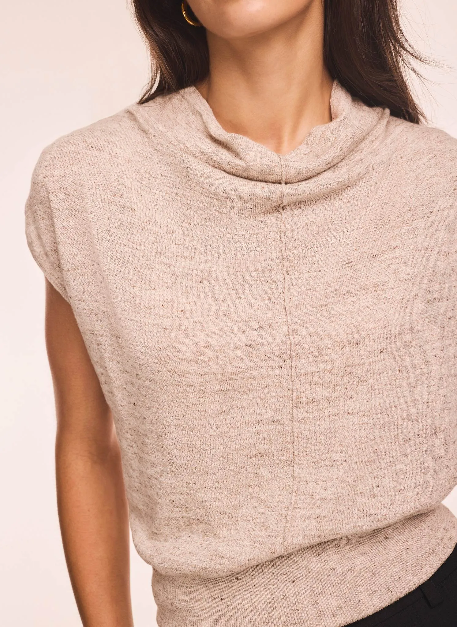 Neutral Linen Blend Sleeveless Knit Top sold by Mint Velvet product image thumbnail 4