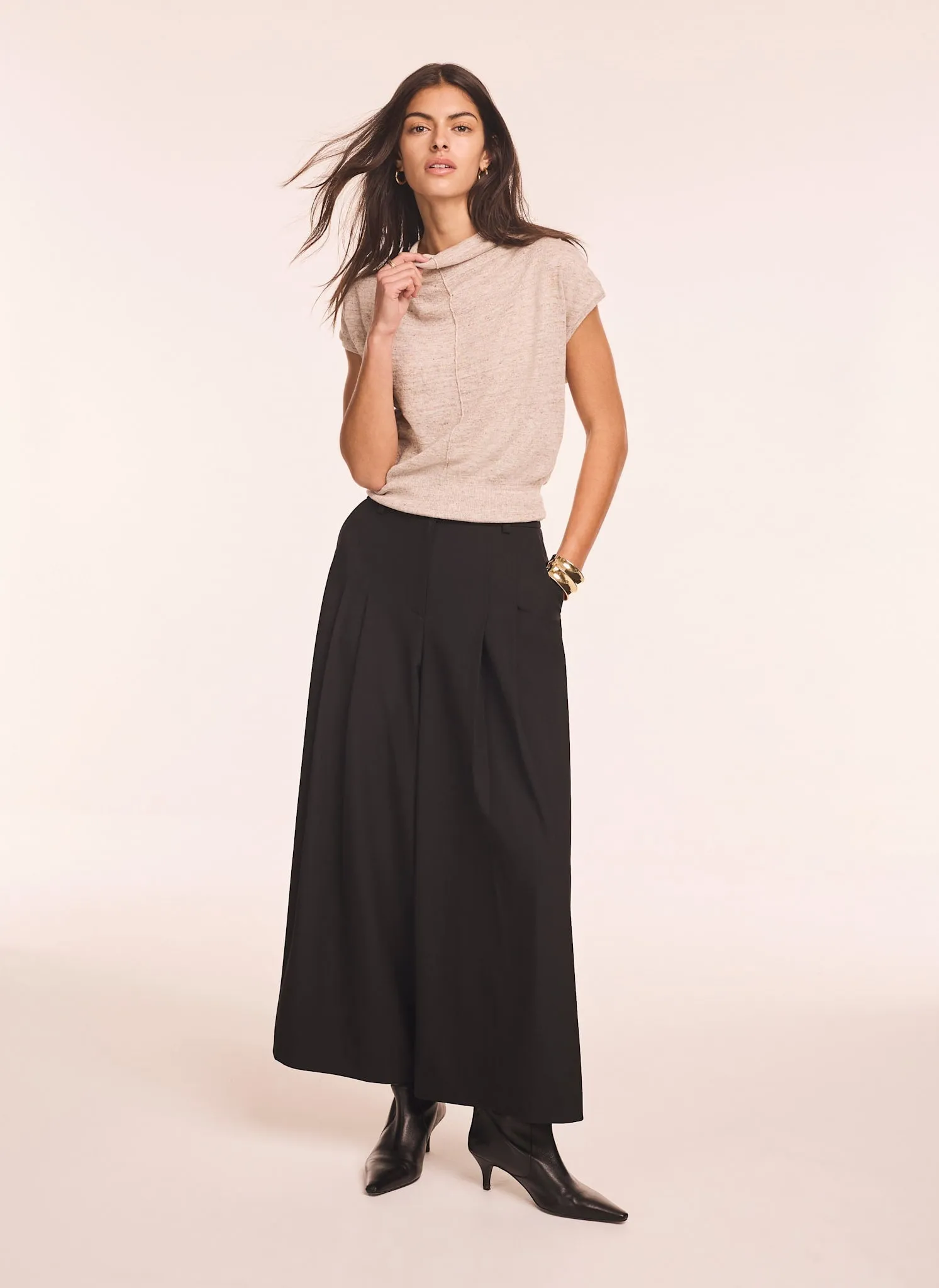 Neutral Linen Blend Sleeveless Knit Top sold by Mint Velvet product image thumbnail 5