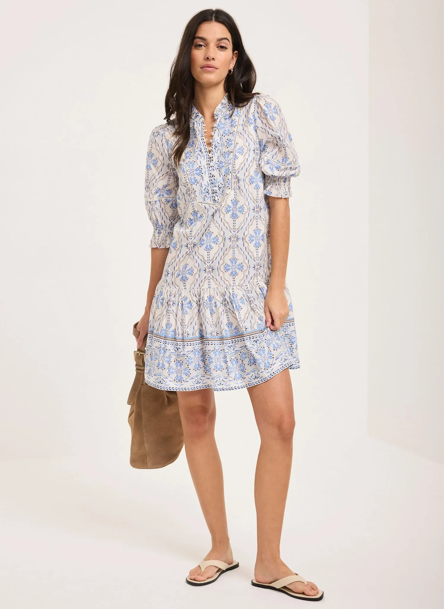 Blue Floral Print Mini Dress sold by Mint Velvet product image thumbnail 3