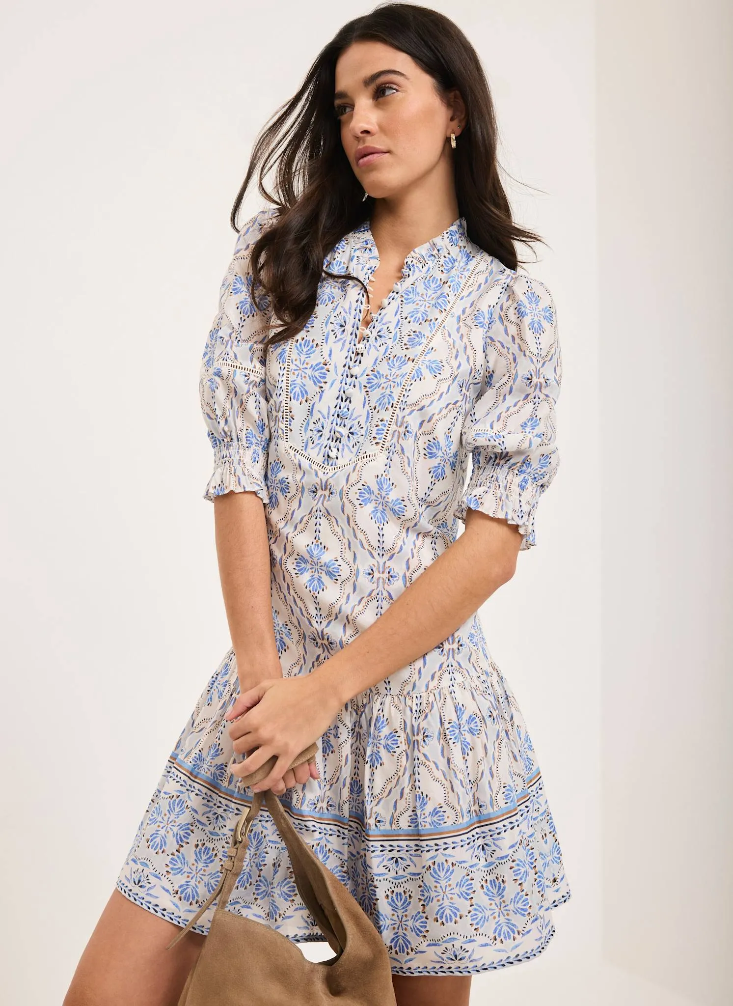 Blue Floral Print Mini Dress sold by Mint Velvet product image thumbnail 5