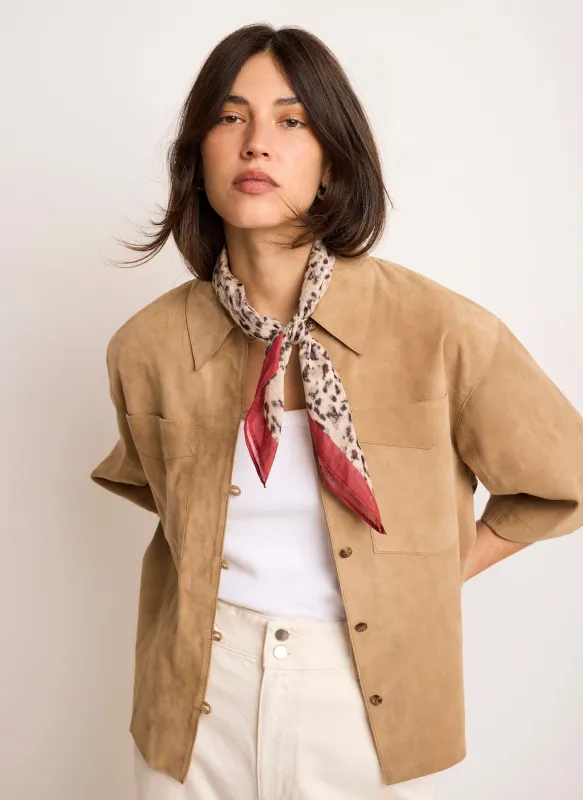 Neutral Suede Oversized Shirt sold by Mint Velvet