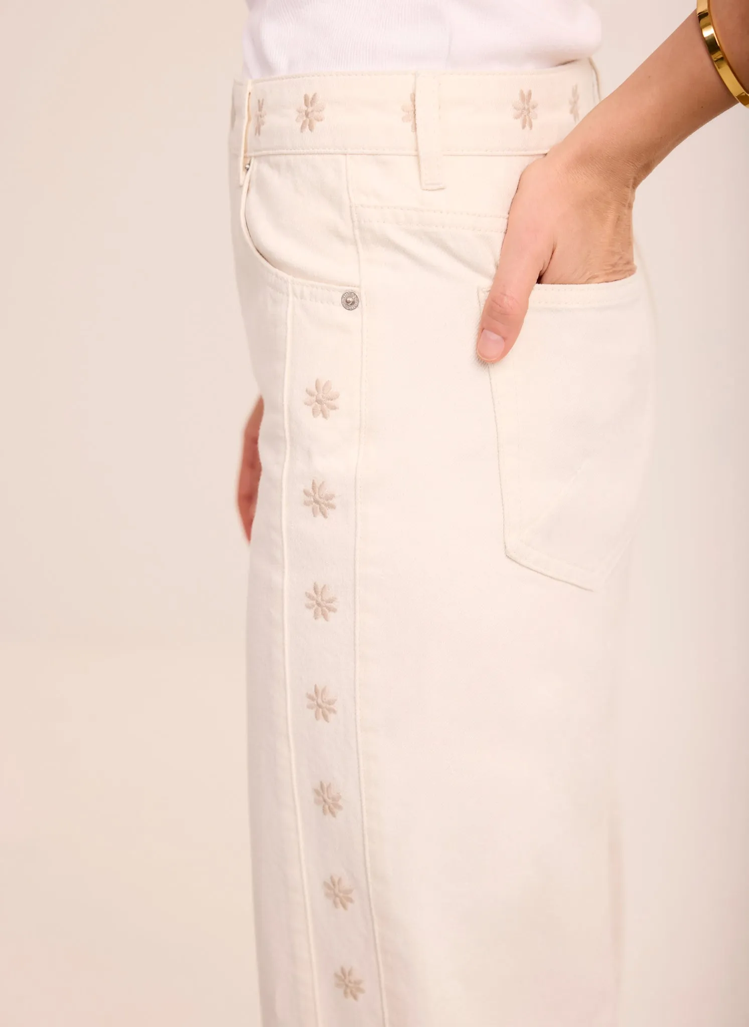 White Floral Embroidered Tapered Jeans sold by Mint Velvet product image thumbnail 3