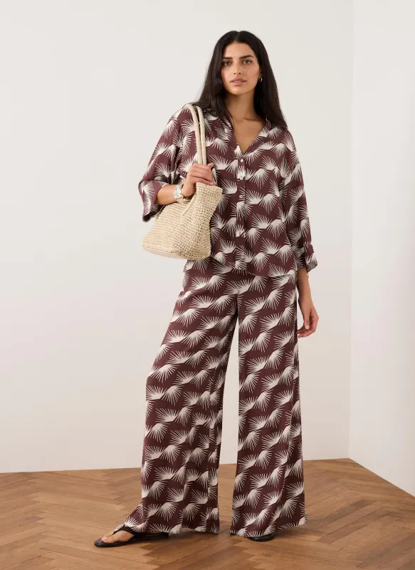 Burgundy Graphic Print Wide Leg Trousers sold by Mint Velvet