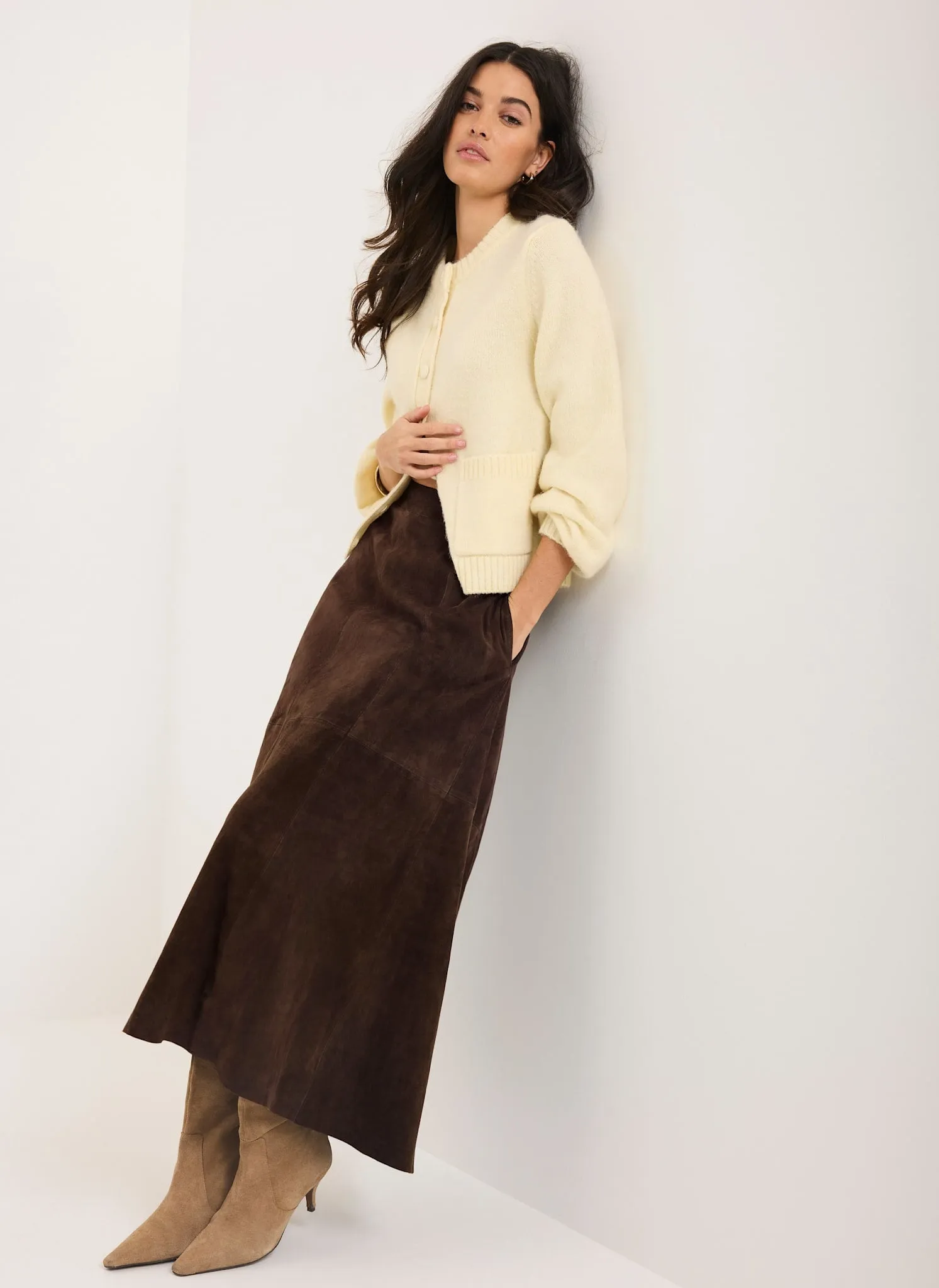 Brown Suede Midi Skirt sold by Mint Velvet product image thumbnail 5