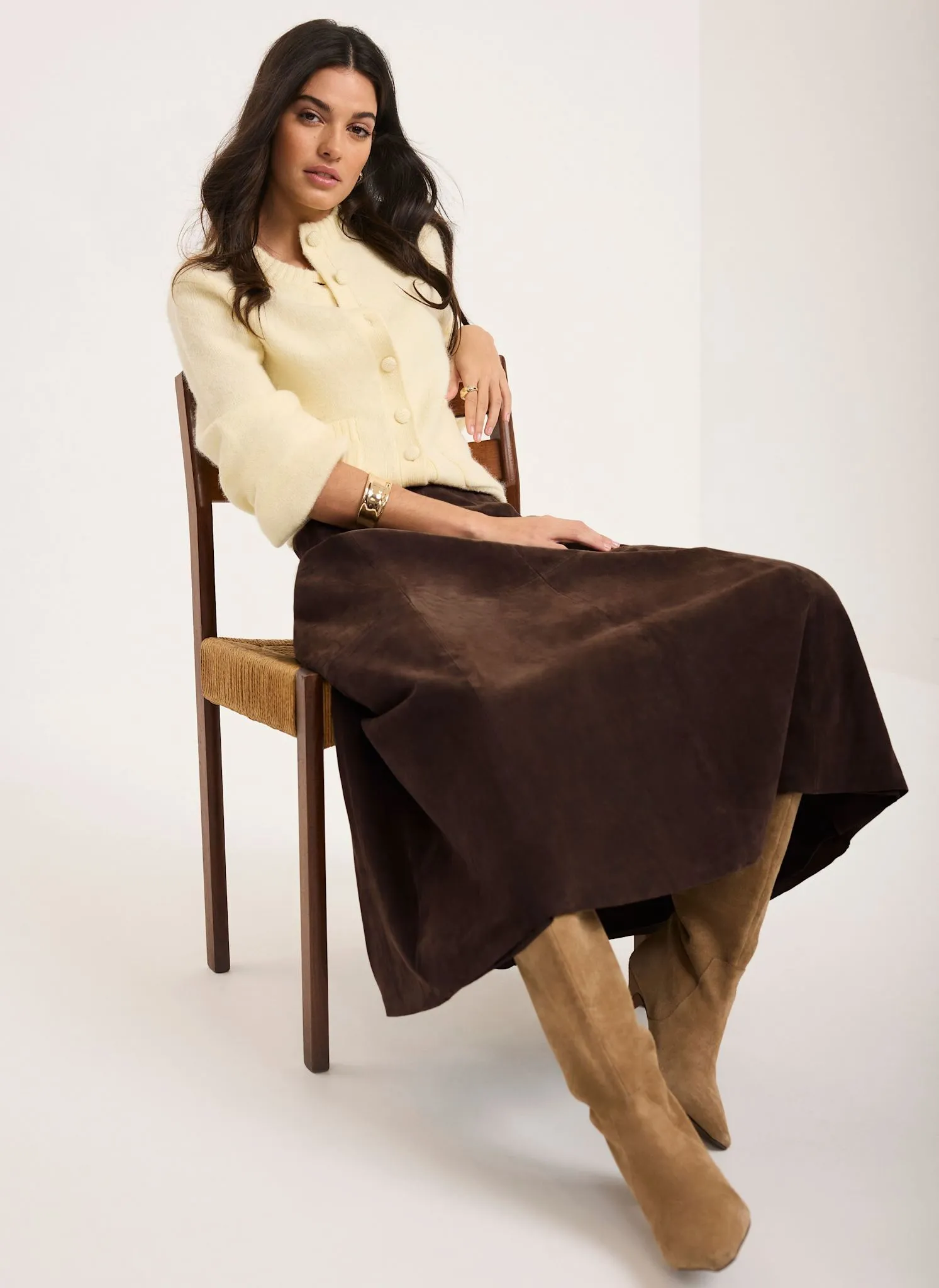 Brown Suede Midi Skirt sold by Mint Velvet product image thumbnail 3