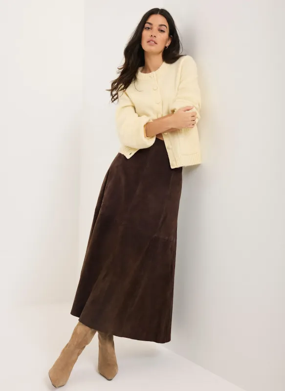 Brown Suede Midi Skirt sold by Mint Velvet